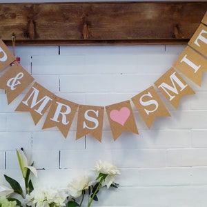 Mr & Mrs Wedding Bunting, Personalised Wedding Day Sign Decorations image 6