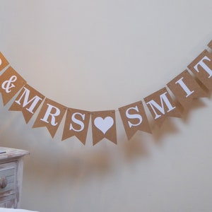 Mr & Mrs Wedding Bunting, Personalised Wedding Day Sign Decorations image 5