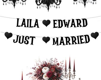 Personalised Gothic Wedding Banner Dark Decoration - Halloween Party - Choose your colour