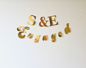 Engagement Party Banner with Personalised Initials for Engagement Celebration Decorations also Gift or Keepsake
