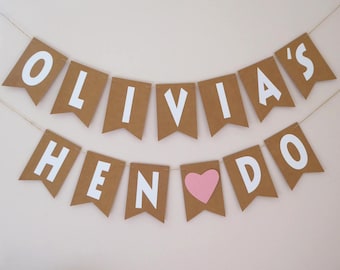 Personalised hen do bunting, Hen party decorations, Bridal shower decorations
