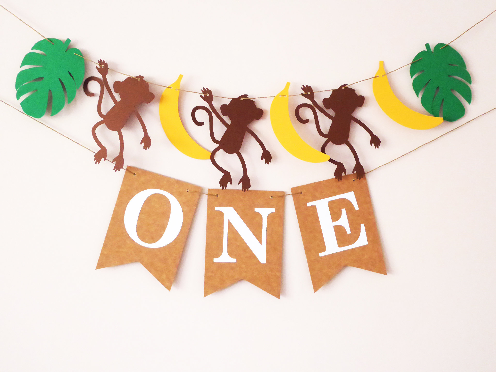 Monkey, Banana Birthday, Jungle Birthday Decoration, Let's Go Bananas Birthday Party Garland Decorations, Any Age