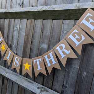 3 Year Old Birthday, Toddler 3rd Birthday, Preschool Birthday Party, Personalised Bunting Banner with Yellow Stars image 3