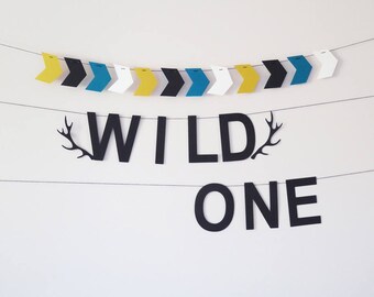 Wild one birthday garland, woodland 1st birthday decor, nursery gift, cake smash backdrop