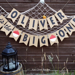 The Big One Fishing Birthday, Personalised Bunting, Gone Fishing Themed 1st Birthday Banner Decoration