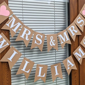 Same Sex Wedding, Personalised Mrs and Mrs Flag Bunting Banner