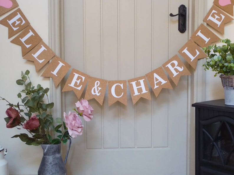 Personalised Wedding Bunting Decoration Custom Bunting Engagement Anniversary Party Banner
