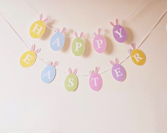 Bunny Rabbit Banner for Easter Decoration, Nursery or Baby 1st Easter Party