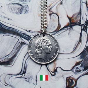 Italian Coin Necklace, 50 Lire Double Sided Handmade Pendant, Silver Plated Chain, Made To Order, Free UK Shipping, Vintage Jewellery