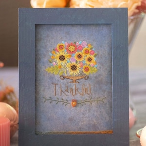 Sunflower Basket Cross Stitch Pattern: Primitive Floral Design (PDF)