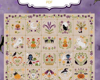SPOOKY LOVE - Wzór haftu krzyżykowego na Halloween (plik PDF w wersji cyfrowej)