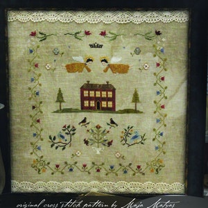 God Bless Our Home - original primitive cross stitch pattern, instant download, digital