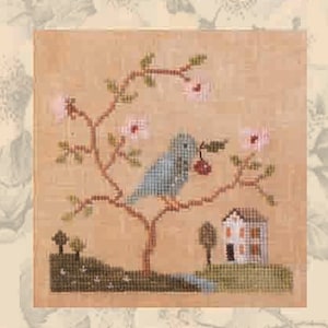 KERSENBOOM - kruissteekpatroon, instant download, The Snowflower Diaries, primitief, sampler