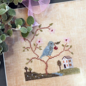 CHERRY TREE - cross stitch pattern, instant download, The Snowflower Diaries, primitive, sampler