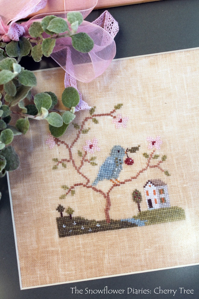 CHERRY TREE - cross stitch pattern, instant download, The Snowflower Diaries, primitive, sampler
