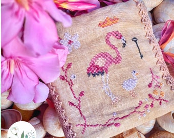 FLAMINGO SUMMER digital cross stitch pattern, e-pattern, simple, pdf pattern, embroidery pattern, summer cross stitch