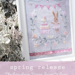 SWEET & SUGAR - cross stitch pattern, instant download, The Snowflower Diaries, primitive, sampler, beauty, spring, birthday, cake