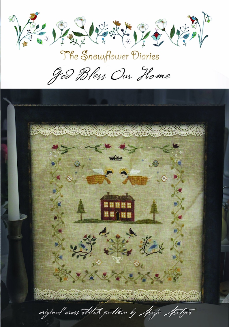 God Bless Our Home original primitive cross stitch pattern Etsy