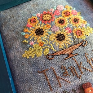 SUNFLOWER BASKET by The Snowflower Diaries, instant download, original cross stitch pattern, digital pattern, pdf, primitive