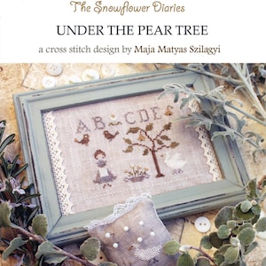 Under The Pear Tree - cross stitch pattern, instant download, The Snowflower Diaries, primitive, sampler, autumn, broderie, embroidery