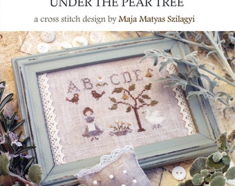 Under The Pear Tree - cross stitch pattern, instant download, The Snowflower Diaries, primitive, sampler, autumn, broderie, embroidery