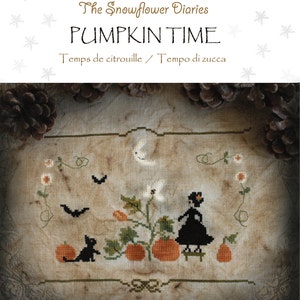 PUMPKIN TIME - cross stitch pattern, instant download, The Snowflower Diaries, primitive, halloween, sampler, witch, autumn, broderie