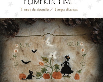 PUMPKIN TIME - cross stitch pattern, instant download, The Snowflower Diaries, primitive, halloween, sampler, witch, autumn, broderie