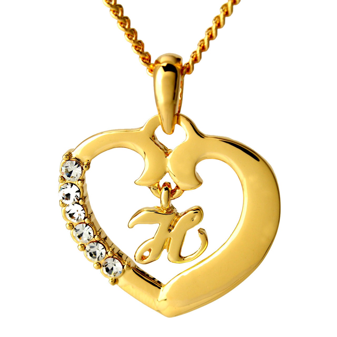 INITIAL HEART NECKLACE Letter 'P' 18k Gold Plated Birthday/Christmas Gifts 