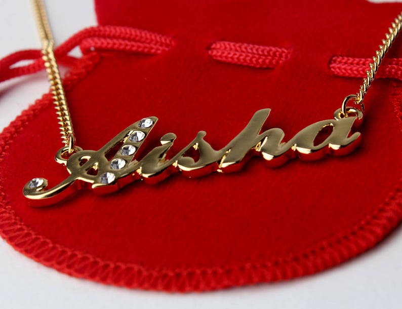 AISHA Name Necklace & Name Bracelet Jewellery Set 18K Gold Etsy