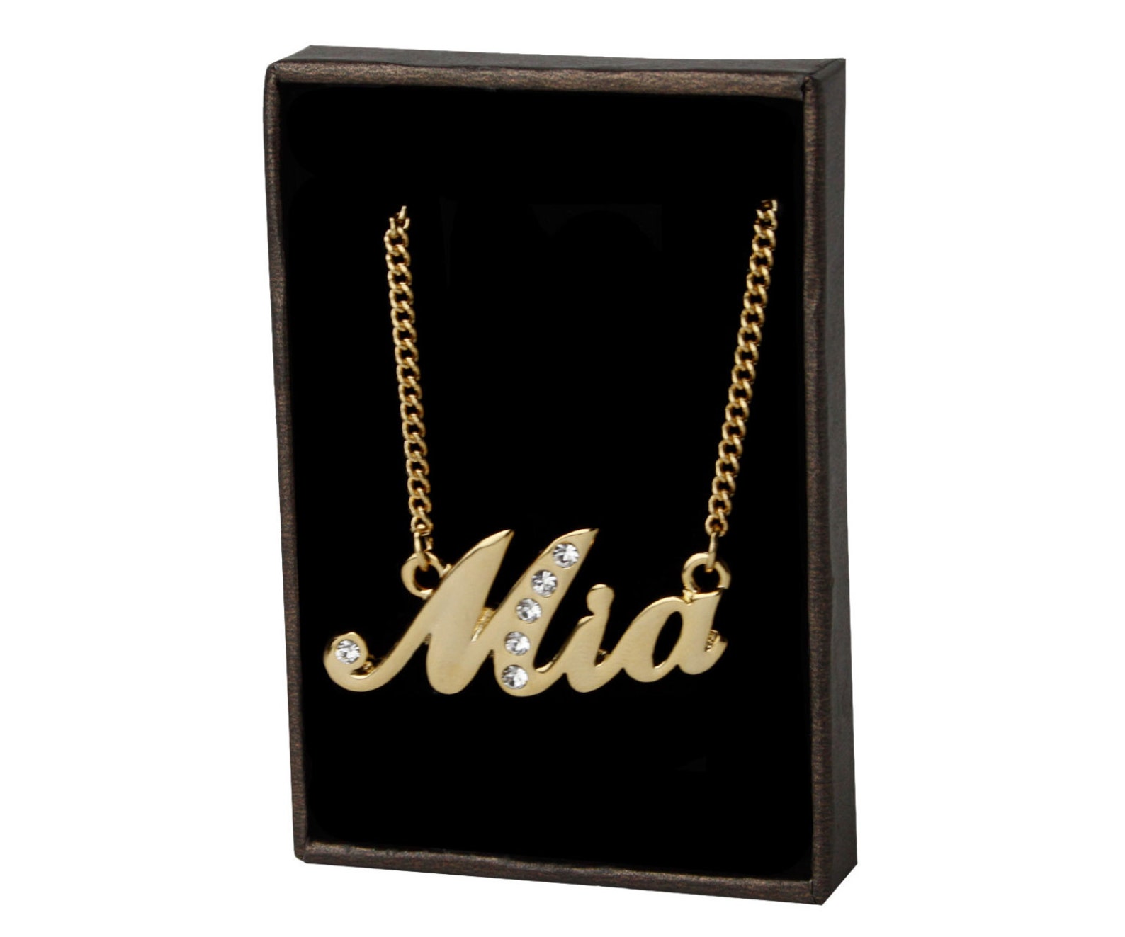 MIA Name Necklace & Name Bracelet Jewellery Set 18K Gold Plated