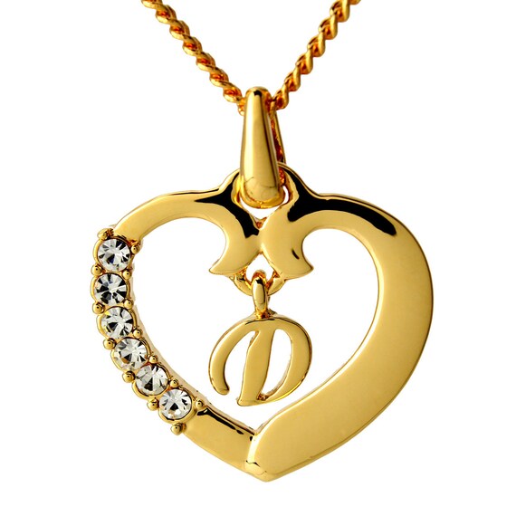 Margie v02-18k Gold Finished Heart Pendant Luxury Necklace Personalized Name Gifts Margie v02-18k Gold Finished Heart Pendant Luxury Necklace Personalized Name Gifts