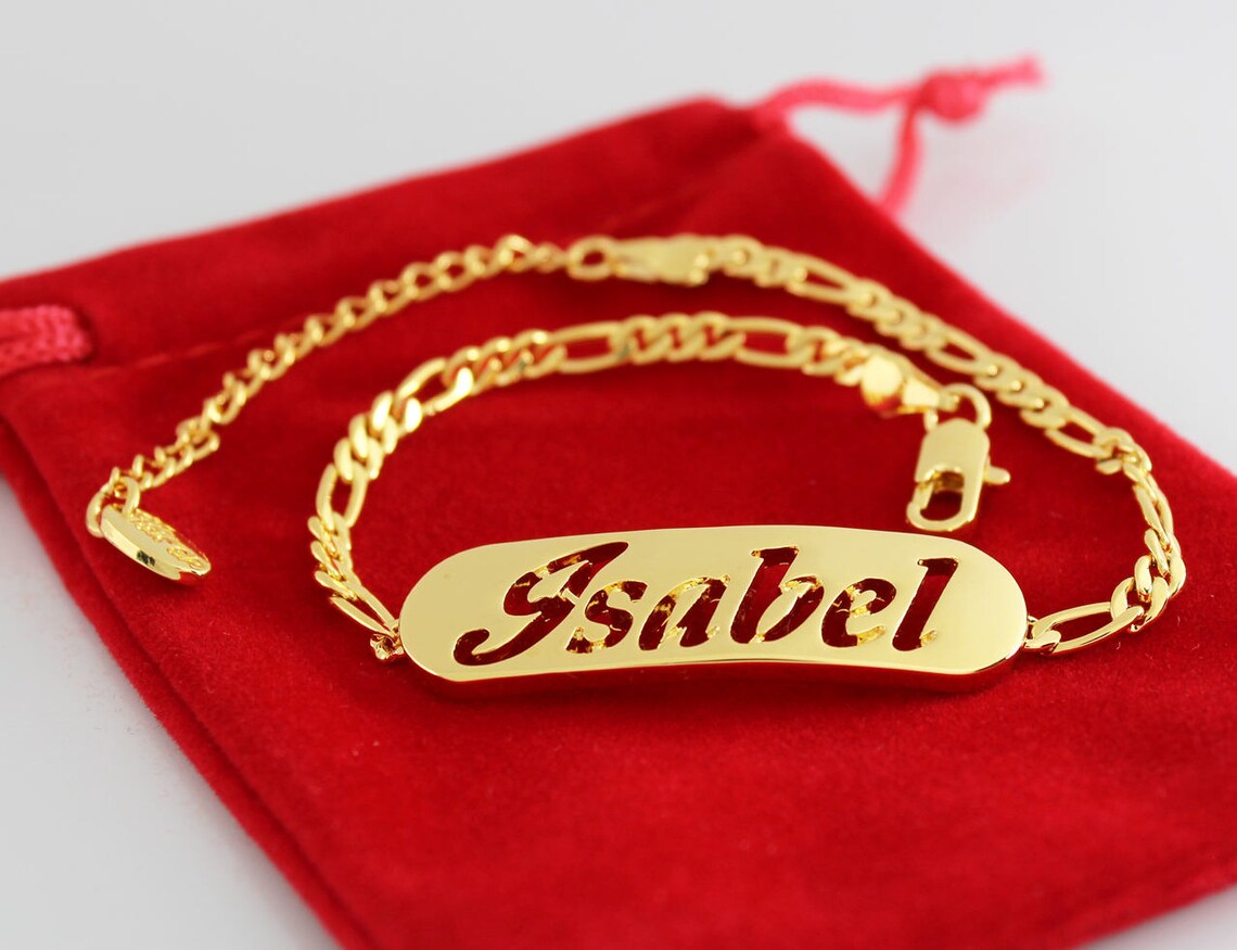 ISABEL Name Necklace & Name Bracelet Jewellery Set 18K Gold Etsy