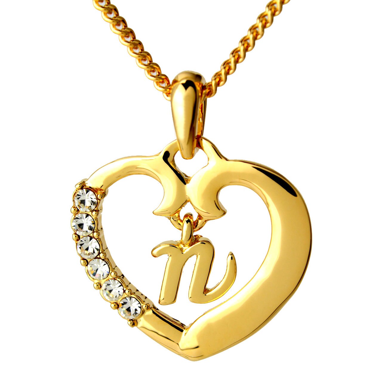 Margie v02-18k Gold Finished Heart Pendant Luxury Necklace Personalized Name Gifts Margie v02-18k Gold Finished Heart Pendant Luxury Necklace Personalized Name Gifts