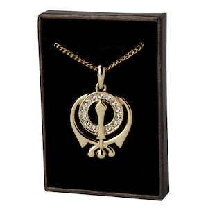 SIKH KHANDA necklace - 18K Gold Plated- khanda gifts- gifts for Sikhs-khanda pendant- free gift bag- velvet bag- gift box-