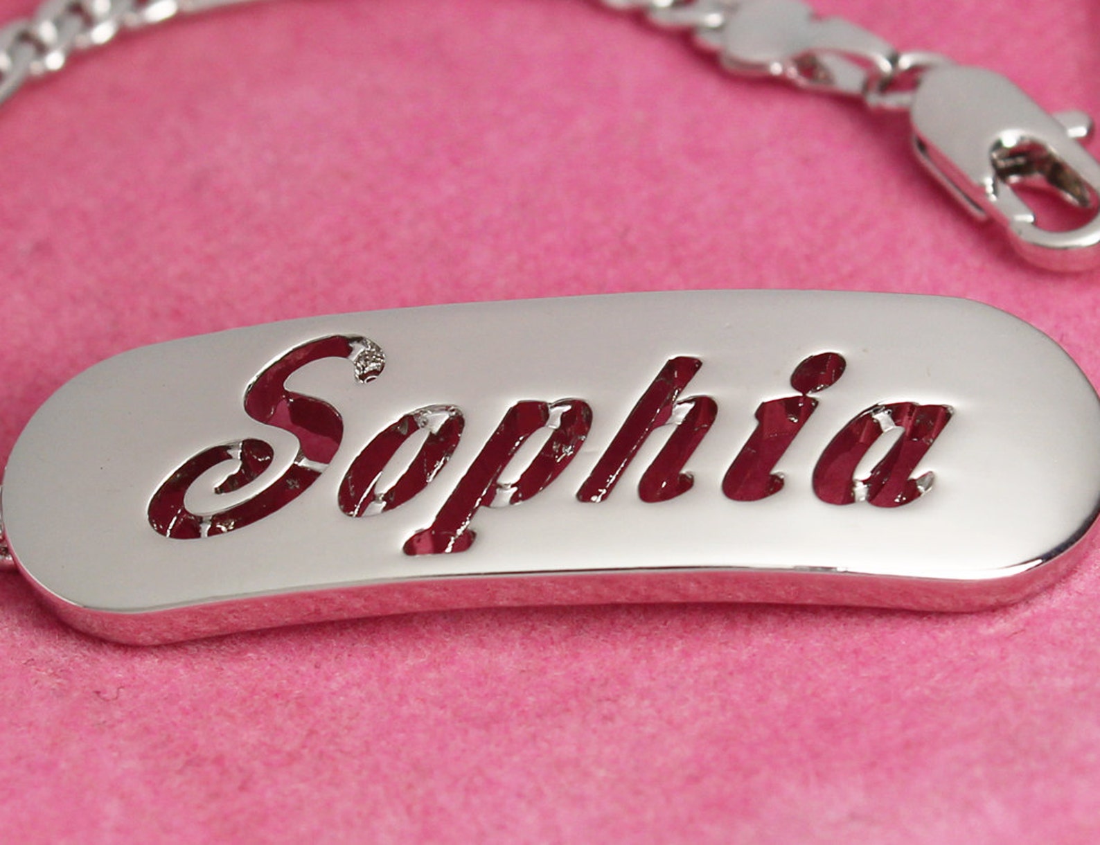 Bracelet With Name SOPHIA 18K White Gold Plated 10 Etsy