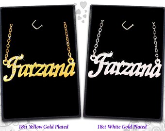 Name Necklace Farzana 18K Gold Plated 