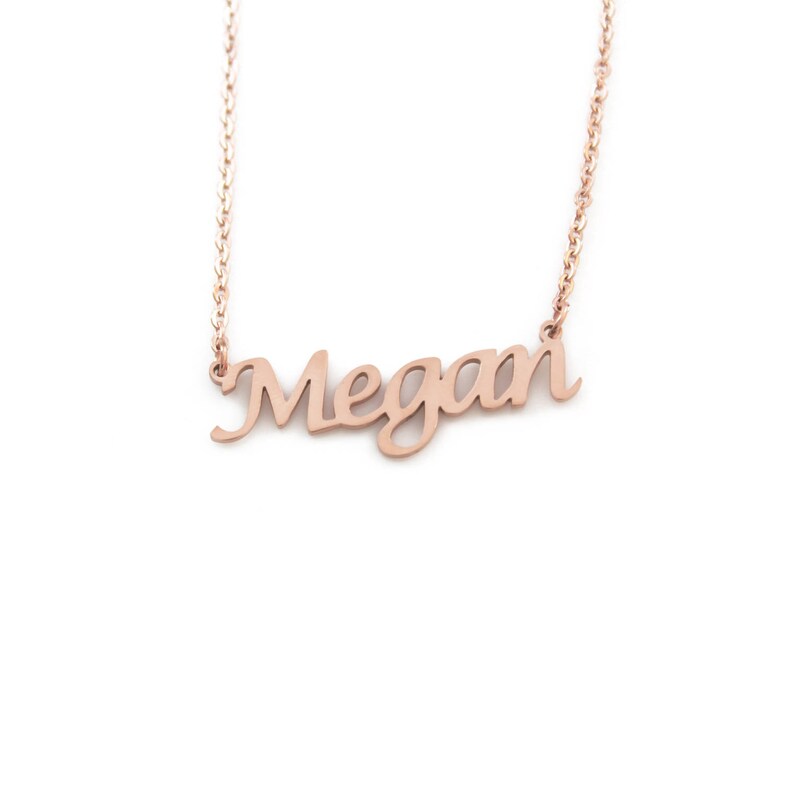 Megan Name Necklace / 18ct Rose Gold Plated Christmas Etsy