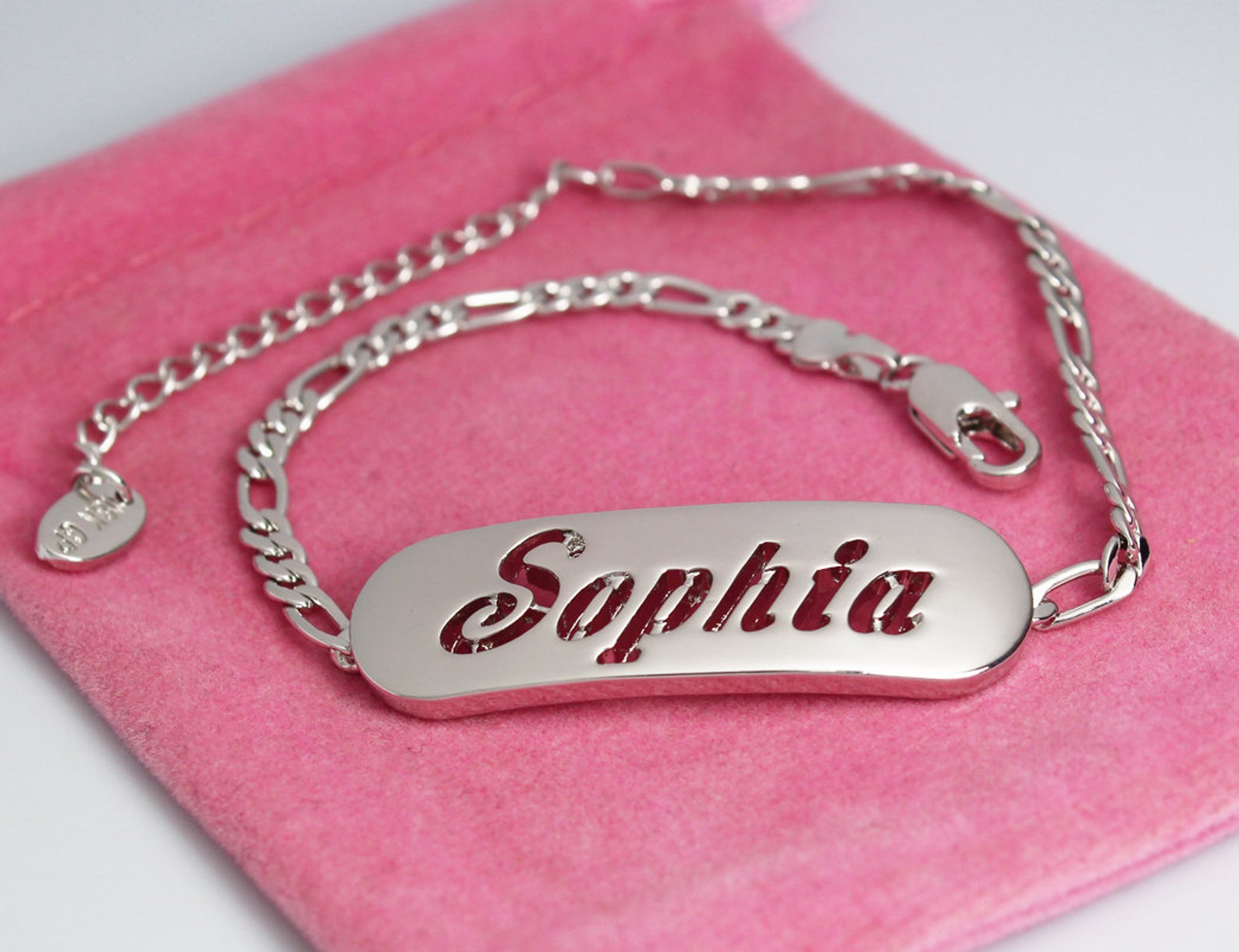 Bracelet With Name SOPHIA 18K White Gold Plated 10 Etsy