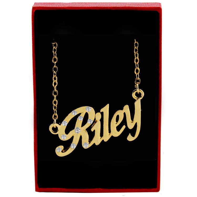 Name Necklace Riley Swarovski Elements 