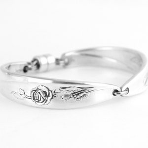 Spoon Bracelet, Morning Rose Silverware Silver Spoon Bracelet Bridesmaid Jewelry Floral Silver Plated Spoon Handle zdjęcie 1