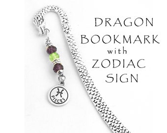 Marcador del Dragón de Plata, Marcador del Zodíaco, Encanto del Zodíaco, Regalo para Maestro, Regalo de Graduado, Regalo para Amantes de los Libros, Regalos de Astrología para Menores de 15 años,