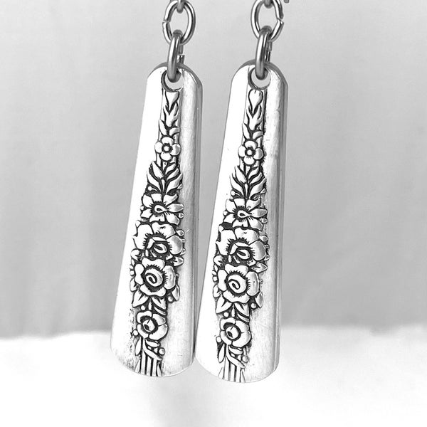 Silverware Earrings with Stainless Steel Ear Wires Vintage Spoon Handle Jewelry Silver Spoon Earrings Gifts Under 25 Royal Rose Silver Plate