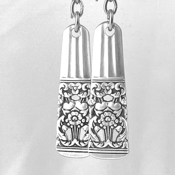 Spoon Handle Earrings with Stainless Steel Ear Wires Vintage Silverware Jewelry Silver Spoon Earrings Gifts Under 25 CORONATION Silver Plate