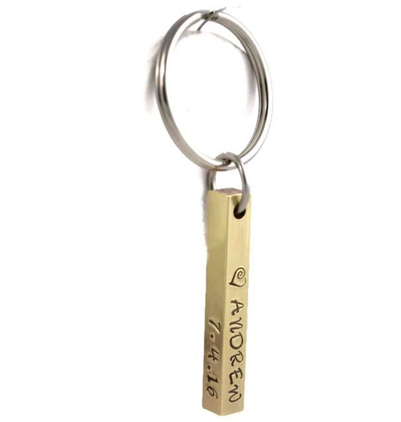 Personalized Stamped Key Chain Aluminum Brass Copper Bar Key Etsy