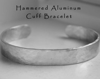 Aluminum Copper Brass Cuff Bracelet Hammered Textured Cuff Bracelet Rustic Jewelry Gifts Under 20 Aluminum Metal Bracelets