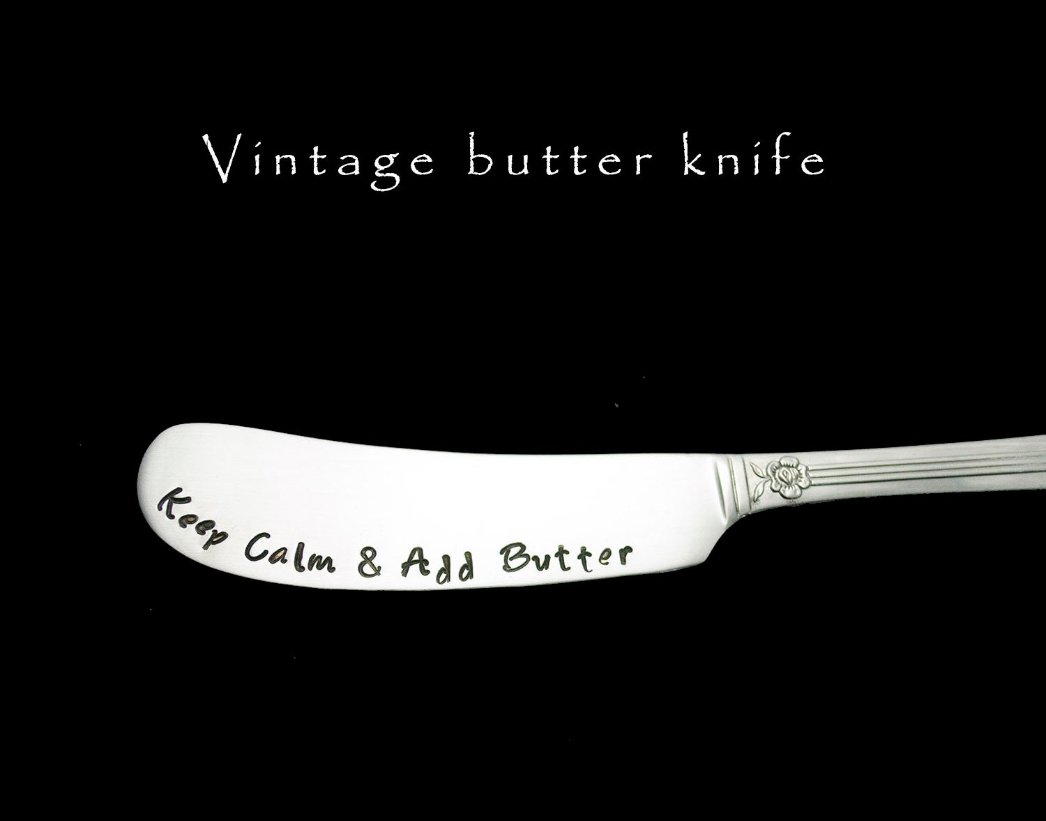 Hand Stamped Peanut Butter Knife / Spreader You're the PB to My J  Personalized Vintage Silver Knife, 