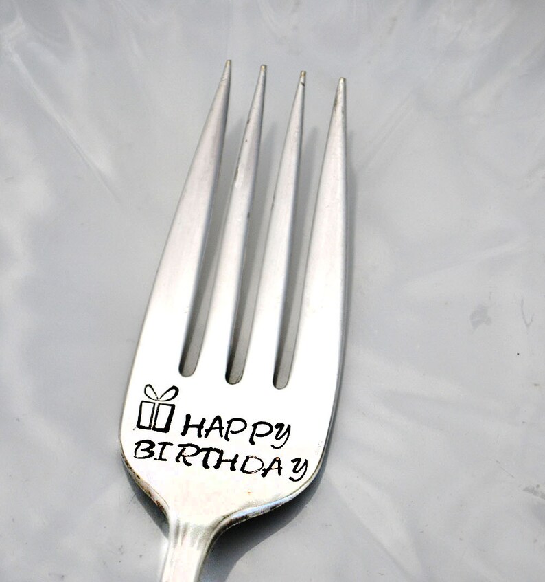 Stamped Fork Happy B... sold by TheSilverwearShop.
