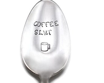 Stamped Vintage Teaspoon: Funny Coffee Lover Gift