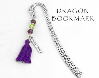 Marque-page dragon, breloque J'aime les livres, marque-page en cristal avec pompon, cadeau pour professeur, cadeau pour diplômé, cadeaux pour les amoureux des livres de moins de 15 ans