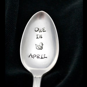 Stamped Spoon Personalized Baby Announcement Hand Stamped Teaspoon New Baby Pregnancy Announcement Due In